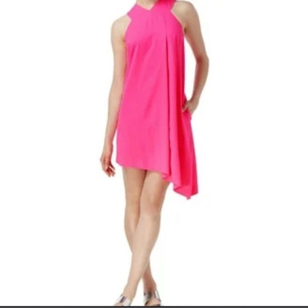 RACHEL Rachel Roy Hot Pink Asymmetrical Halter Dress